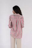Clara Burgundy Striped Satin Shirt Large