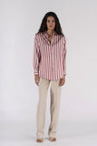 Clara Burgundy Striped Satin Shirt Large
