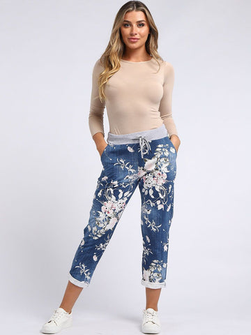 Floral Cotton Trousers Size 10-14
