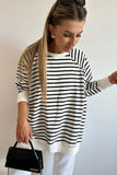 Harbour Black & White Striped Sweatshirt Small