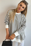 Harbour Black & White Striped Sweatshirt Small
