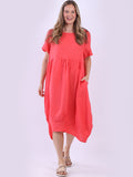 Mila Linen Dress Coral