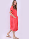 Mila Linen Dress Coral