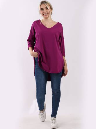 Magenta V neck Top