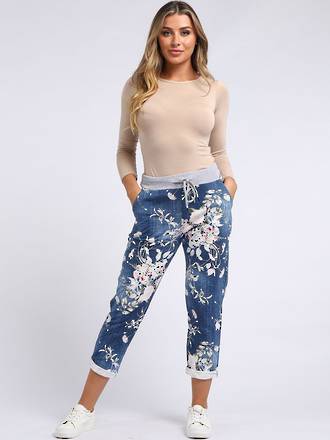 Denver Floral Dark Blue Trousers