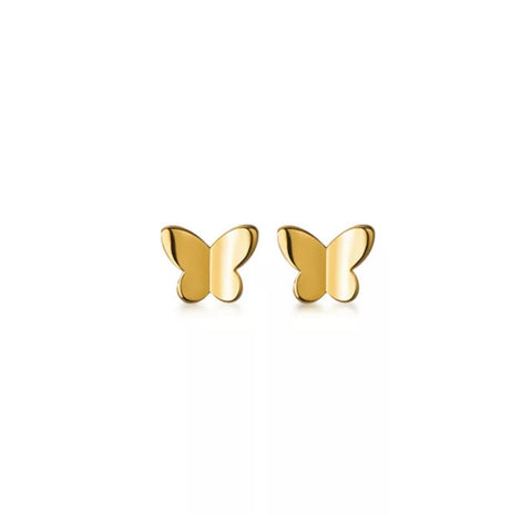 Butterfly gold Mini Heart Earrings (Sterling Silver)