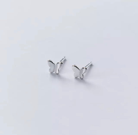 Butterfly Silver Mini Heart Earrings (Sterling Silver)