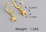 Gold Starfish Hoop Earring (sterling silver)