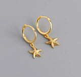 Gold Starfish Hoop Earring (sterling silver)