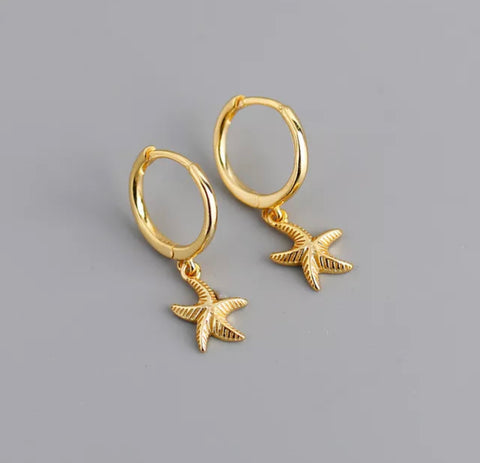 Gold Starfish Hoop Earring (sterling silver)