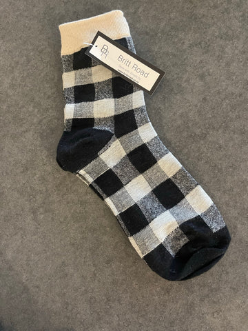 Gingham Black & White crew Socks