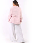 Monica linen Shirt Top Pink