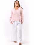 Monica linen Shirt Top Pink