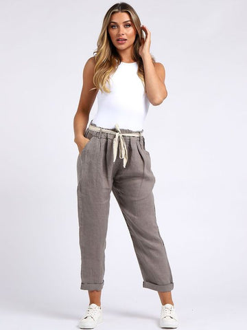 Copy of Marcella Linen Trousers Mocha